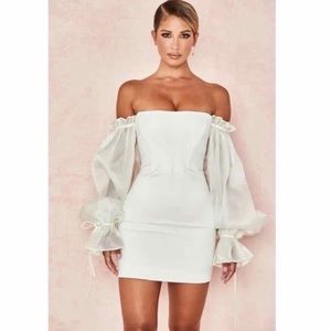 House of CB “Marisa” ivory satin corset dress